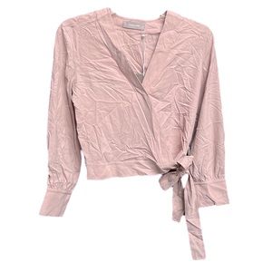 Everlane The Washable Silk Wrap Top Blush Pink Size 00